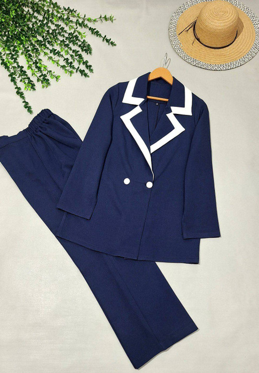 کت و شلوار زنانه مدل دلارام جنس مازراتی درجه یک در رنگهای مشکی، سورمهای و قهوهای - پوشاک آروما فشن رنگ سورمه ای