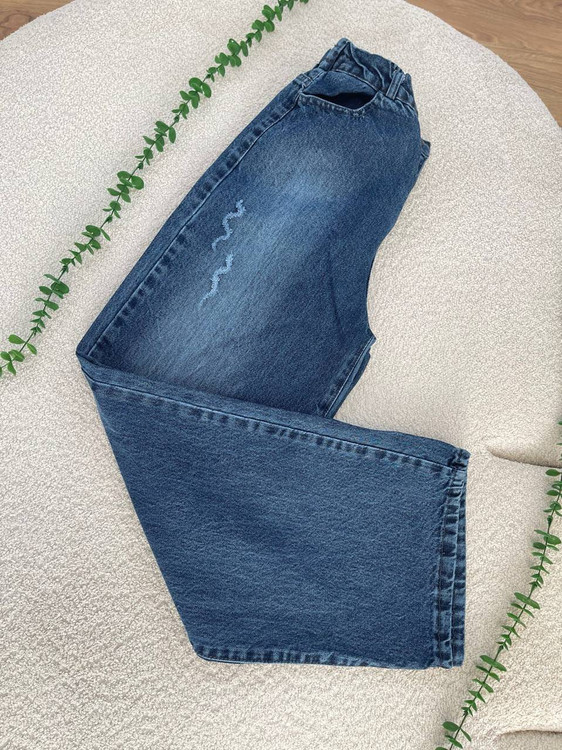 شلوار جین بگ ژیوار k زنانه رنگ دریایی استایل شیک و مدرن جین ترک آروما فشن