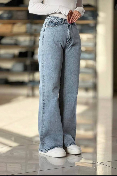 شلوار جین بگ ژیوار k زنانه رنگ آبی تیره با دوخت تمیز و پارچه جین ترک اصل