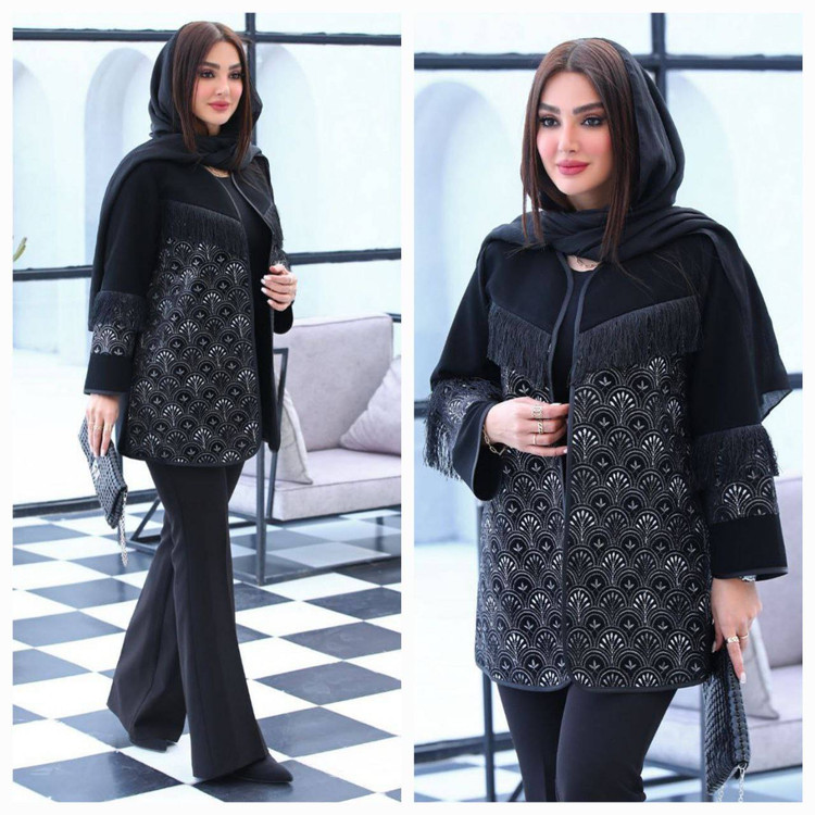 کت شلوار مجلسی زنانه آناشیدk مشکی طرحدار با تنخور عالی و شیک آروما فشن