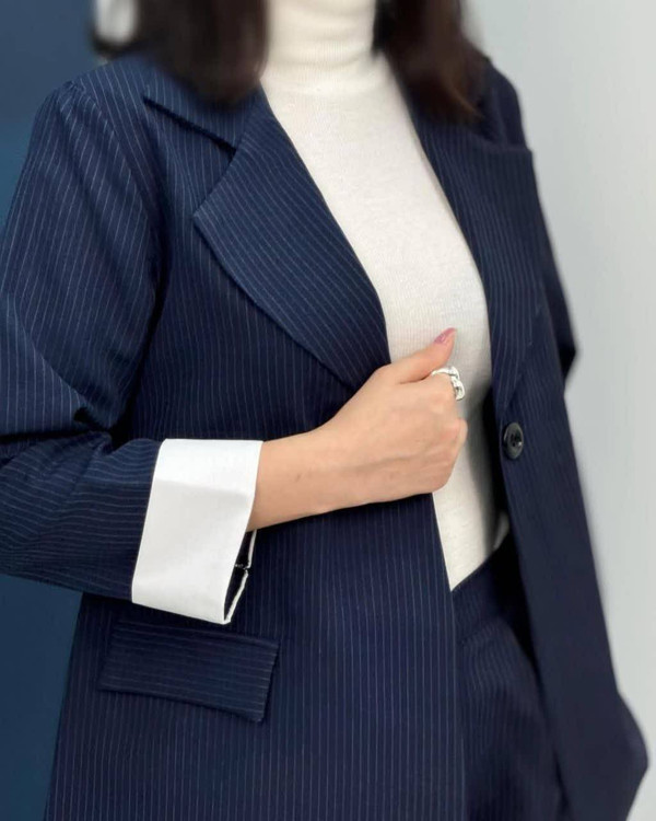 کت شلوار آنیل k دیپلمات پرشیا زنانه شیک سورمه ای آروما فشن