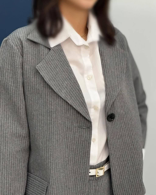 کت شلوار آنیل k دیپلمات پرشیا زنانه شیک طوسی آروما فشن