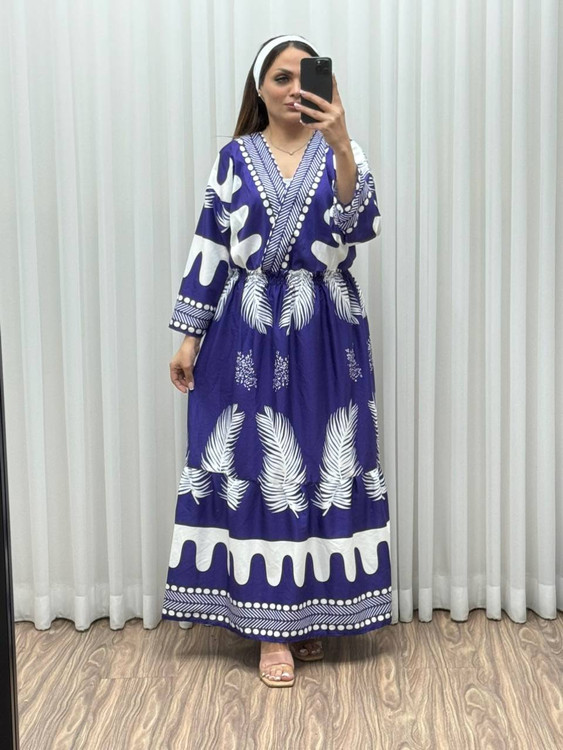 پیراهن ساحلی k1700 جنس فلور بوگاتی درجه یک سرمه ای