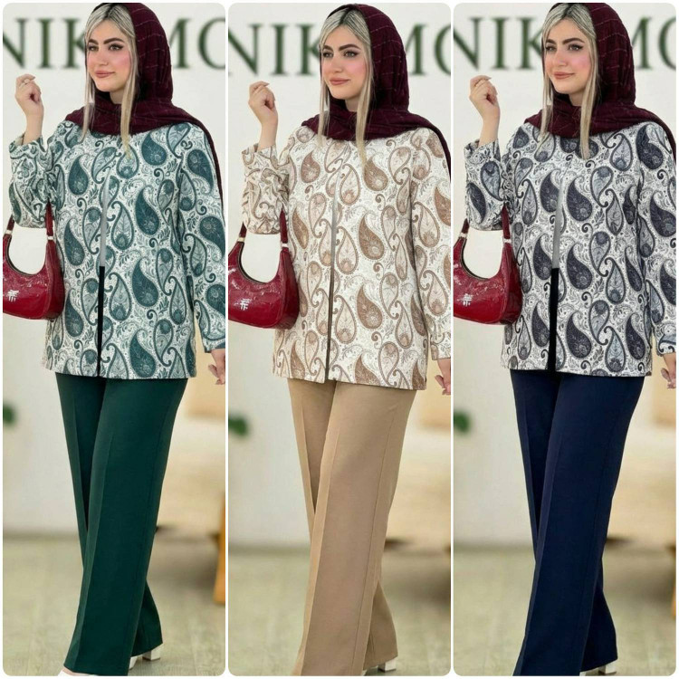 کت شلوار پسته زنانه مازراتی مجلسی شیک عیدانه آروما فشن رنگ کرم نسکافه ای سبز تیره مدل جدید