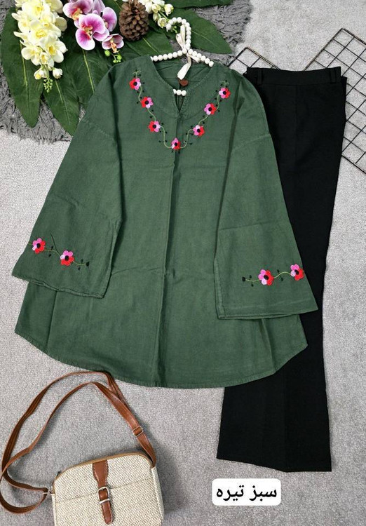 شومیز فری سایز رنگ طوسی تیره مدل گل محمدی مناسب سایز ۳۸ تا ۴۸ زنانه