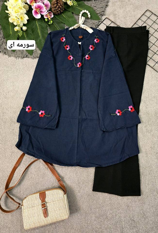 شومیز گلدوزی شده رنگ سبز روشن مدل گل محمدی پوشاک آروما فشن با تنخور عالی