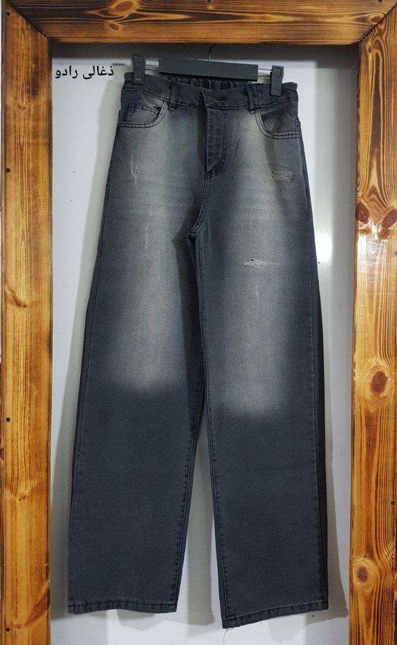 خرید شلوار بگ جین زنانه ذغالی رادو اصل سنگشور شده آروما فشن