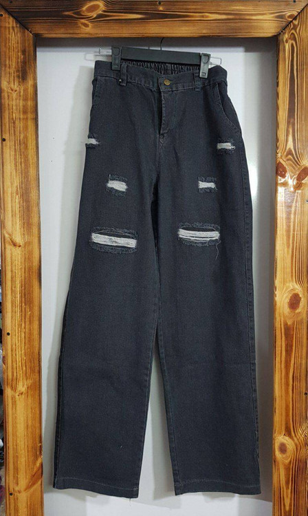 شلوار بگ جین زغالی زاپدار زنانه ترند سال پوشاک آروما فشن