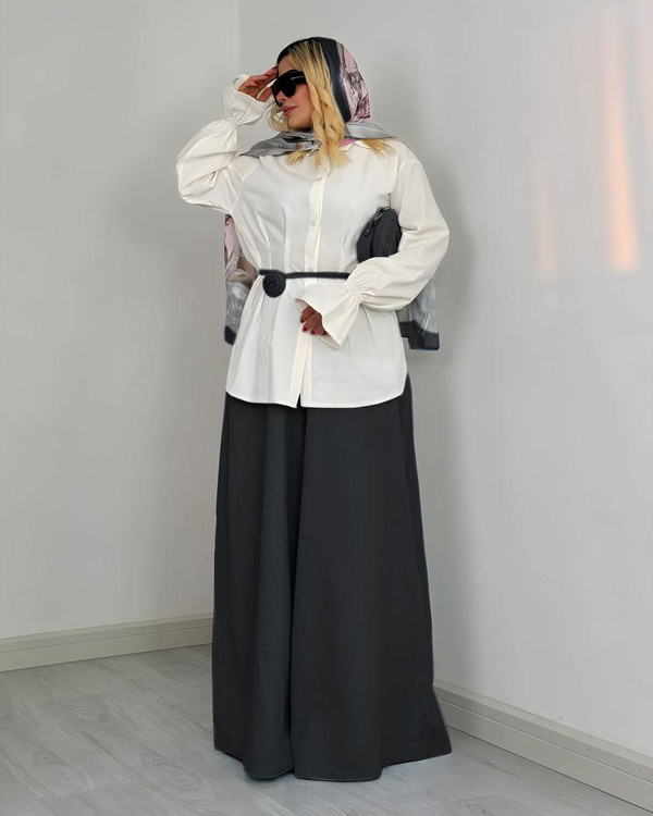 خرید ست شومیز شلوار نورسان N لینن مزونی شیک و باکیفیت آروما فشن