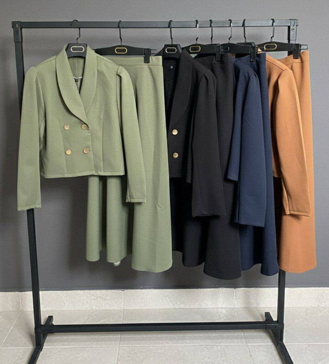 کت و دامن دریا F مازراتی اعلا - چهار رنگ مشکی سرمهای شتری سبز ماچا