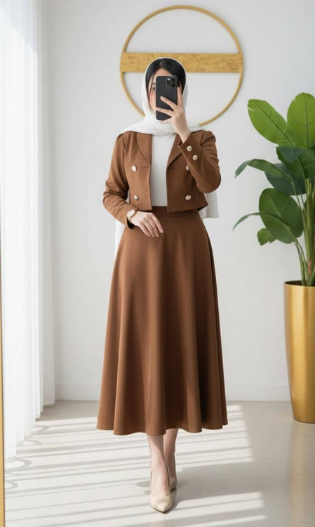 کت و دامن دریا F رنگ مشکی - ست رسمی زنانه مازراتی اعلا با یقه آرشال