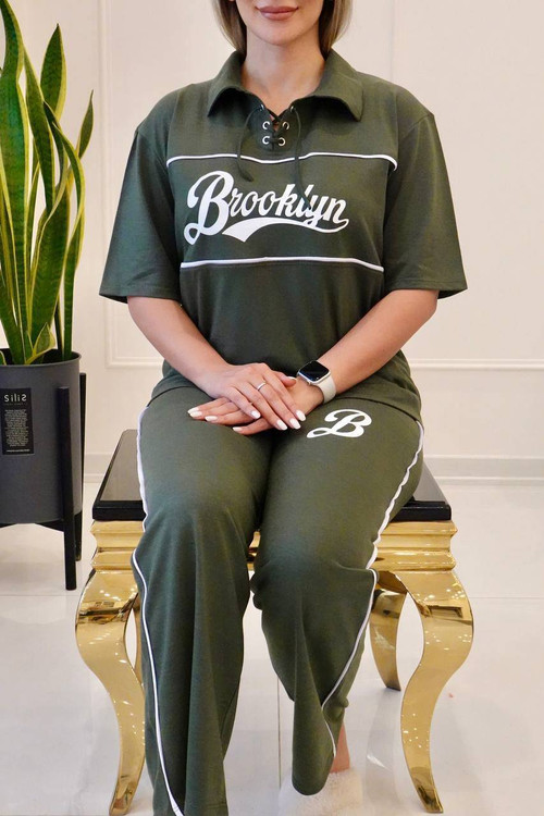 نمای نزدیک از یقه پرچی ست بروکلین - طراحی خاص یقه بندی با حلقههای فلزی، دوخت تمیز