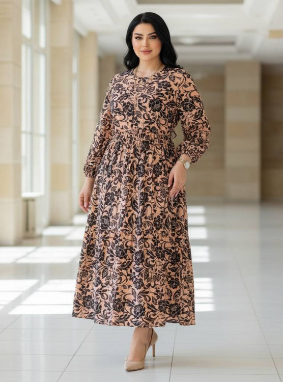 پیراهن ساحلی رنگارنگ با آستین بلند و قد ۱۳۲ سانتیمتر