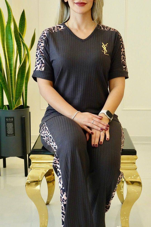 ست مجلسی YSL پلنگی - نمای کامل ست در تن