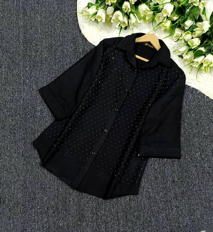 شومیز مجلسی نگینی F شانتون ژاکارد - نمای پشت محصول