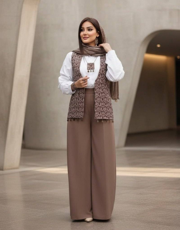 شومیز مجلسی نگینی F شانتون ژاکارد - نمای بافت پارچه درجه یک