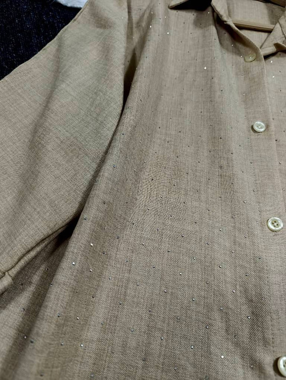 شومیز مجلسی نگینی F شانتون ژاکارد - نمای استایل روزمره شیک