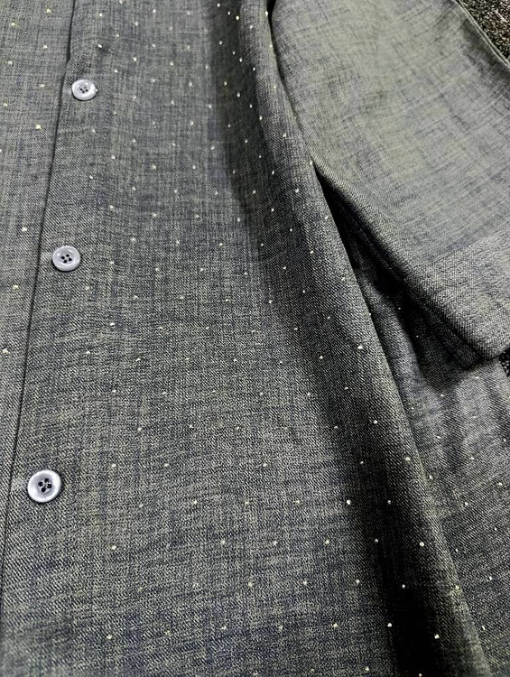 شومیز مجلسی نگینی F شانتون ژاکارد - نمای رنگ قهوهای