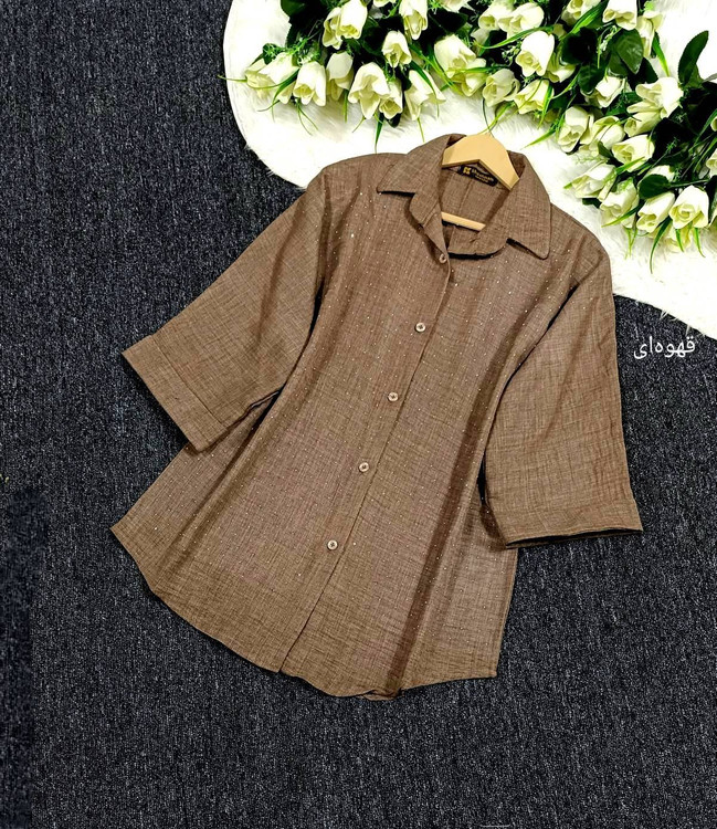 شومیز مجلسی نگینی F شانتون ژاکارد - نمای پایین و برش شومیز