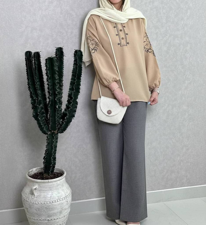 ست تونیک شلوار سبزچمنی زنانه گلدوزی دستی ظریف - آروما فشن