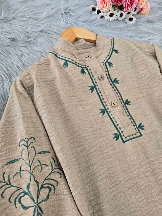 مچ کشدار آستین تونیک ست گندم F - راحتی و زیبایی