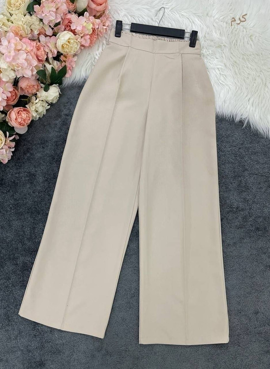 شلوار بگ مازراتی زنانه کرم با پارچه مازراتی ۳۳۰ گرم واقعی - آروما فشن