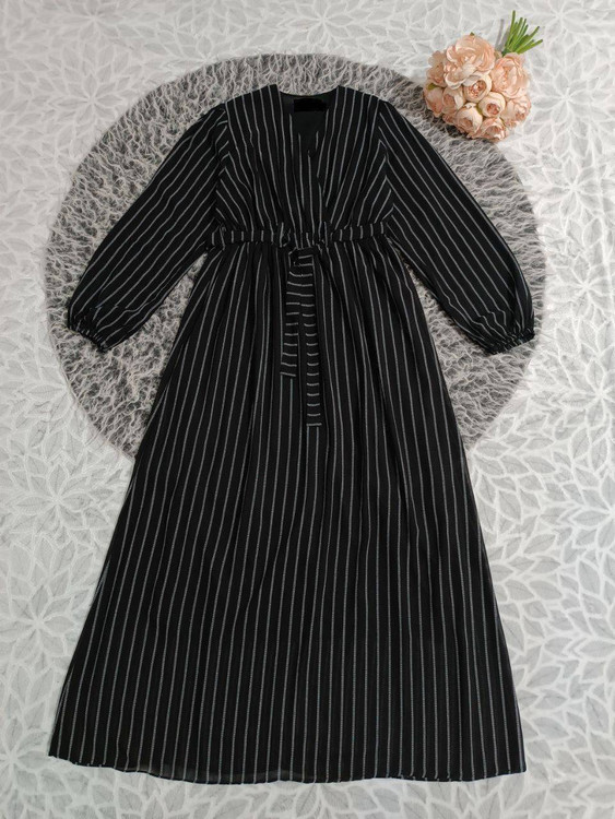 پیراهن حریر آستین بلند مشکی مناسب مراسم و مهمانی زنانه