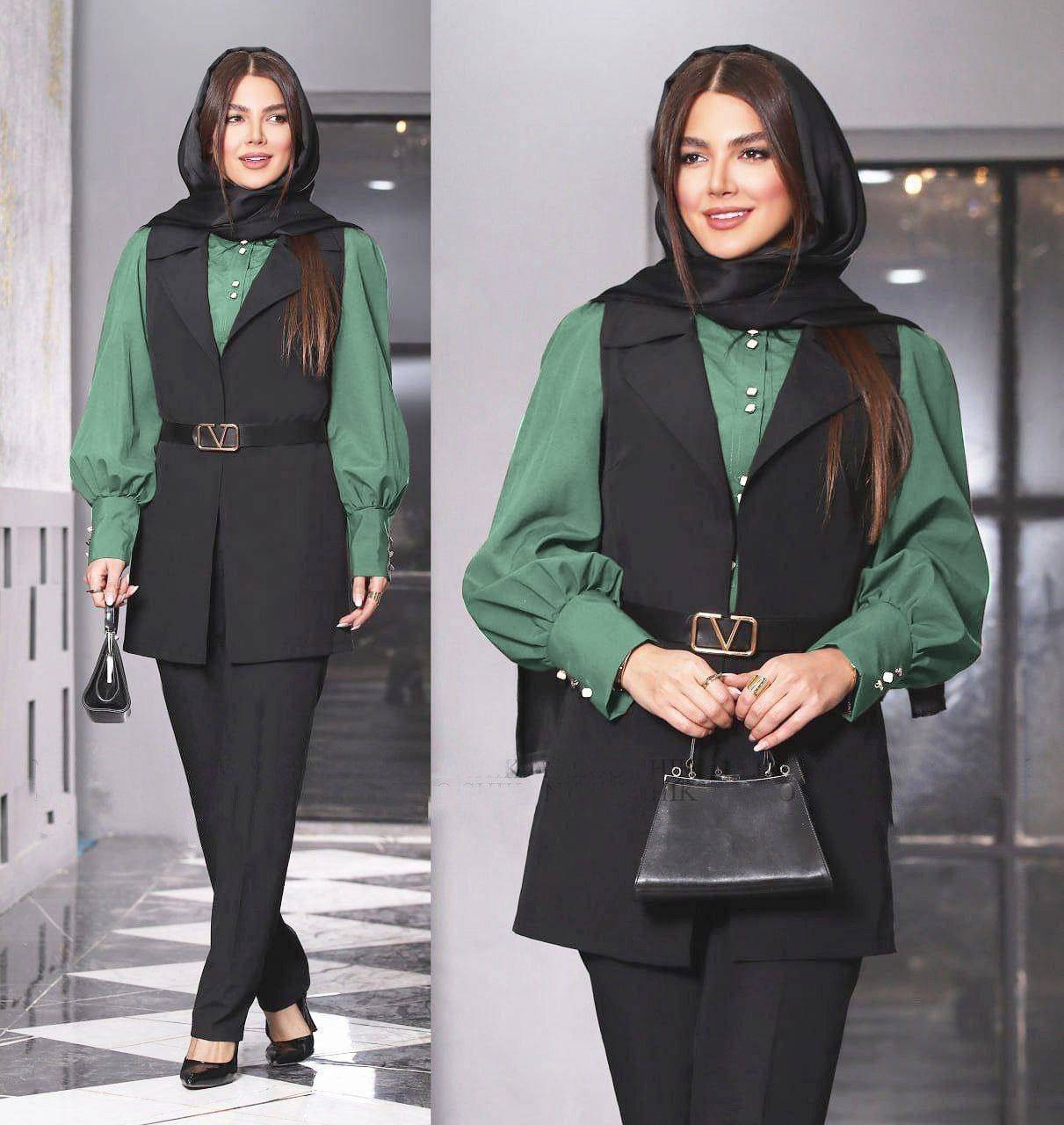 خریدست چهارتیکه سامیتا (شومیز، وست، شلوار و کمربند) آرومافشن کیفیت تضمینی نمای۲