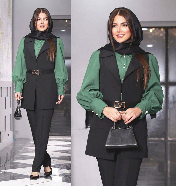 خریدست چهارتیکه سامیتا (شومیز، وست، شلوار و کمربند) آرومافشن کیفیت تضمینی نمای۲