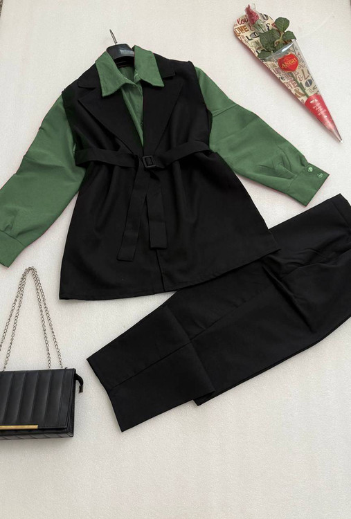 خریدست چهارتیکه سامیتا (شومیز، وست، شلوار و کمربند) آرومافشن کیفیت تضمینی نمای نزدیک