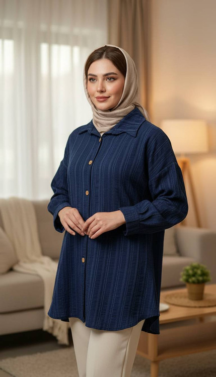 نمای جلو شومیز الینا F مشکی کوک دوزی زنانه