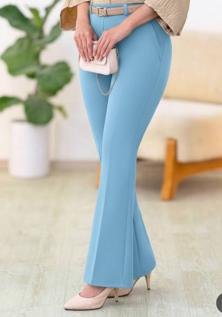 شلوار تک مازراتی F زنانه آبی رنگ با کمربند پارچهای - خرید از آروما فشن