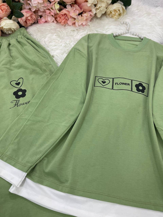 خرید ست دو تیکه زنانه گلکسی مدل F بلوز و شلوار بگ کمرکش آروما فشن