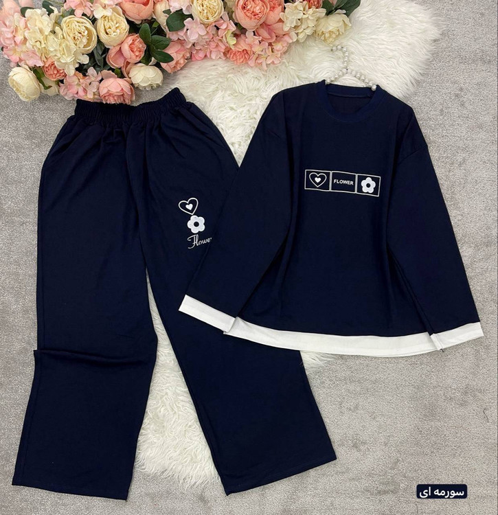 خرید ست دو تیکه زنانه گلکسی مدل F بلوز و شلوار بگ کمرکش آروما فشن مشکی غیر ژورنال
