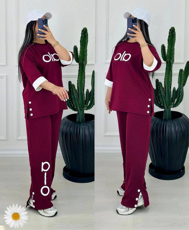 ست ماهرخ H رنگ شکلاتی ست دوتیکه فری سایز زنانه