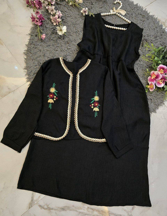 ست سارافون و کت وانیک مدل H رنگ مشکی - پوشاک زنانه باکیفیت