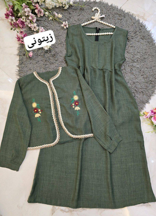 ست سارافون و کت وانیک مدل H رنگ سبز روشن - استایل بهاره