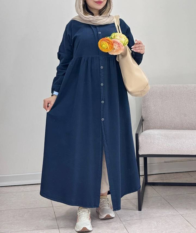 مانتو بلند برکهF لینن پنبه ای رنگ نسکافه ای آروما فشن