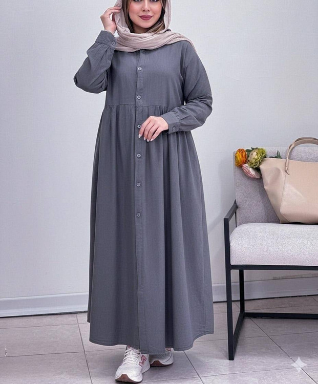 مانتو بلند لینن پنبه ای زنانه مدل برکهF ارسال فوری