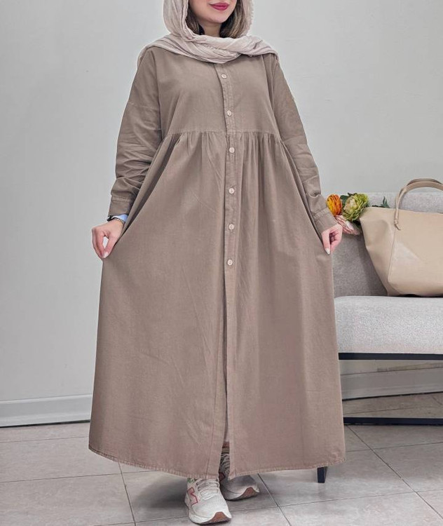 مانتو بلند آروما فشن مدل برکهF پارچه خنک و راحت