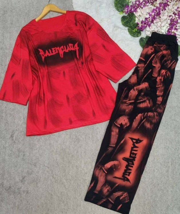 ست هانل H نخ پنبه - نمای کنار و پشت ست اسپرت قواره دار زنانه آروما فشن