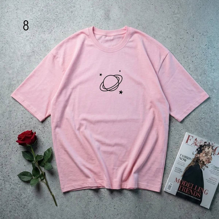 تیشرت منظومه H مشکی با چاپ سیاره - تیشرت نخی اسپرت زنانه