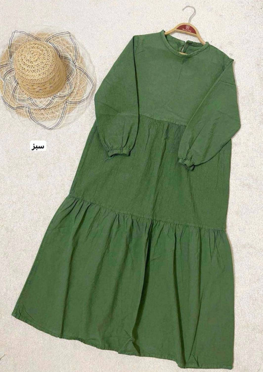 نمای نزدیک پیراهن پریا F - جزئیات دوخت و کیفیت پارچه الیاف