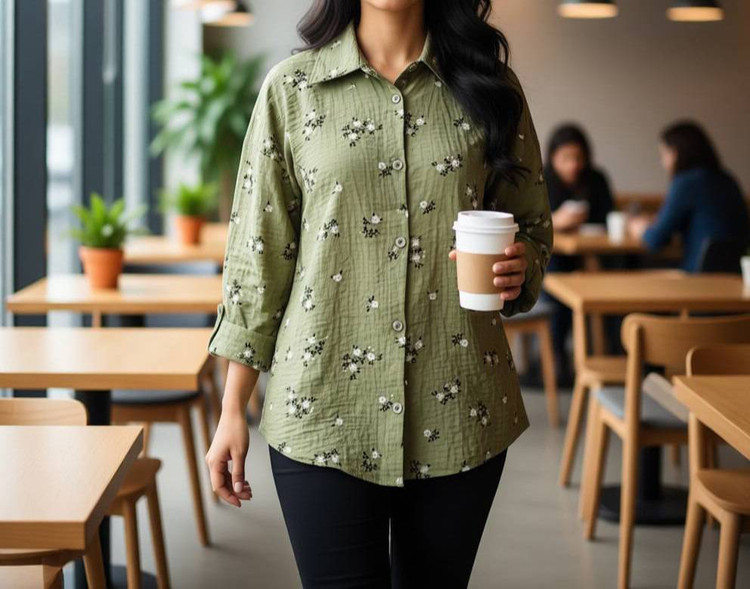 شومیز مجلسی گل گچی شانتون ژاکارد زنانه آروما فشن