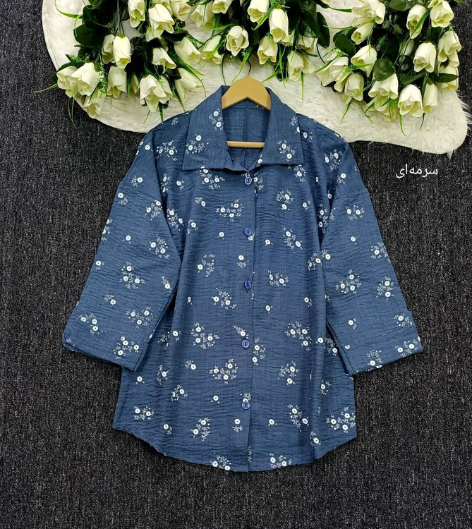 شومیز مجلسی زنانه طرح گل گچی مناسب مهمانی و استفاده روزمره