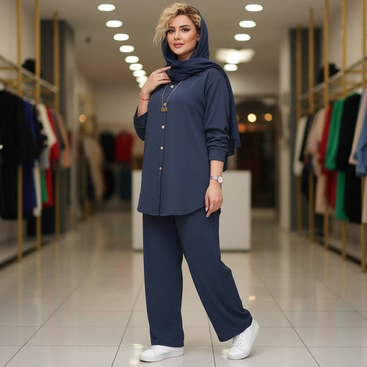 خرید ست مانتو شلوار مراکشی N زنانه فری سایز 38 تا 50 - پارچه مراکشی درجه یک با 6 رنگ زیبا | آروما فشن