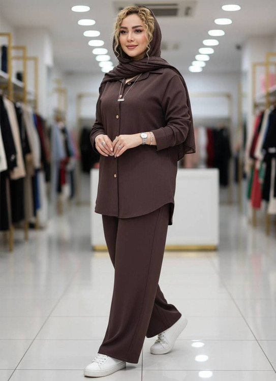 جزئیات دوخت و کیفیت پارچه ست مانتو شلوار مراکشی N - نمای نزدیک از جنس مراکشی درجه یک