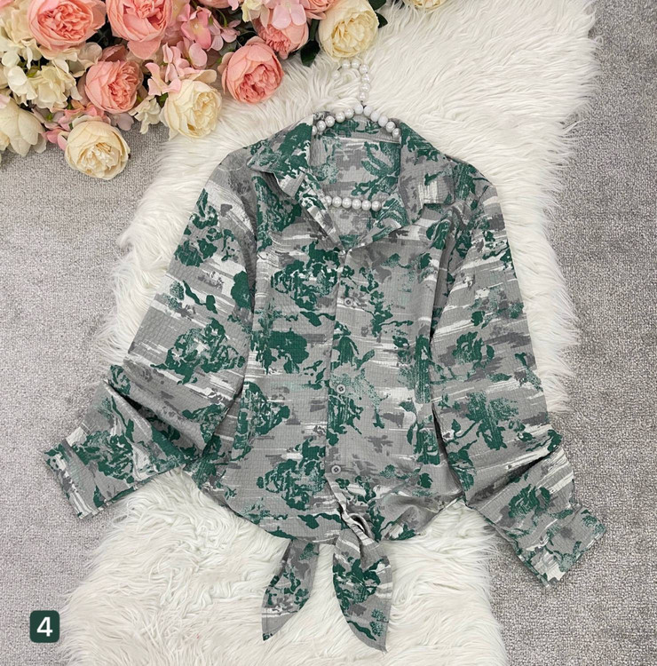 خرید شومیز گره ای پاستیلی F با بهترین کیفیت و تضمین قیمت آرومافشن ۴