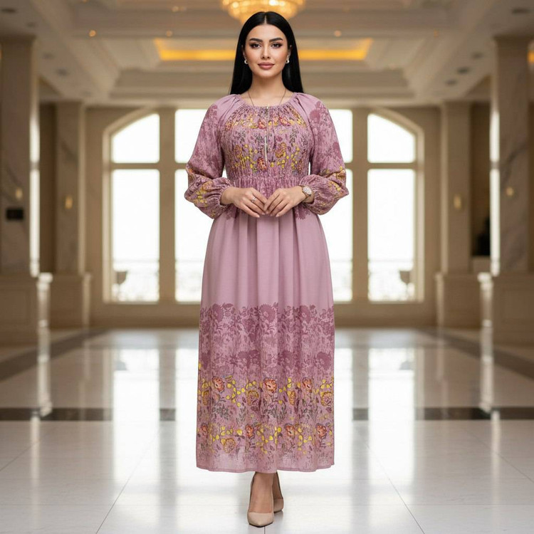 پیراهن ساحلی سبز تابستانه - نمای سه رخ و جزئیات پارچه