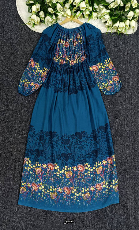 ساحلی آبی فری سایز - نمای کامل از بغل و پایین دامن آزاد